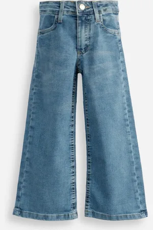 C&A Calça wide leg infantil jeans azul