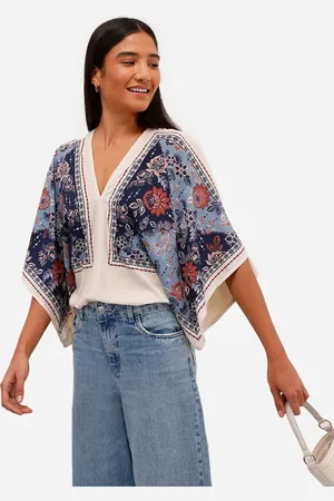 C&A Bata feminina de viscose decote v floral