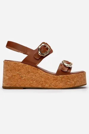 C&A Sandália plataforma com fivelas texturizada oneself marrom