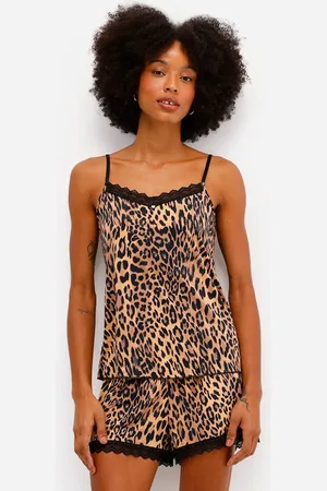 C&A Pijama short doll feminino animal print com renda