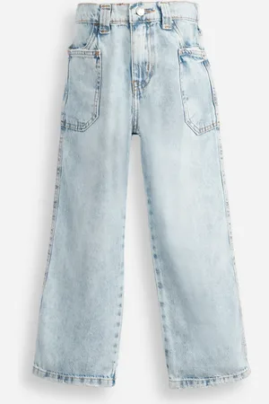 C&A Calça reta infantil jeans cós com elástico azul