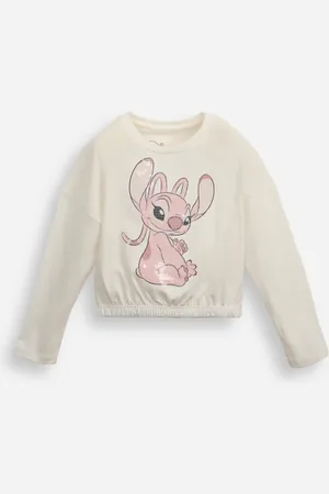 C&A Blusa de algodão infantil manga longa com paetê angel