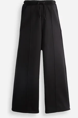 C&A Calça wide leg juvenil de moletom com nervura preta