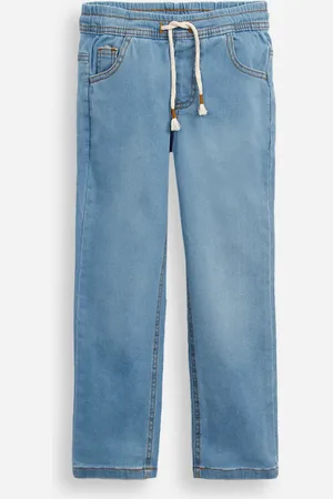 C&A Calça reta infantil jeans cós com cordão azul