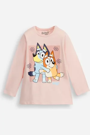 C&A Blusa de algodão infantil manga longa bluey rosa