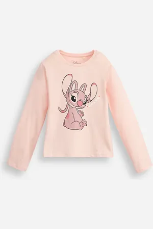 C&A Blusa de algodão infantil manga longa com glitter angel rosa