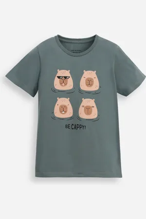 C&A Camiseta de algodão infantil manga curta capivara verde