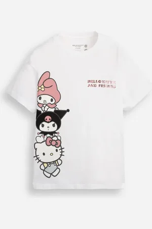 C&A Camiseta de algodão infantil manga curta hello kitty e amigos