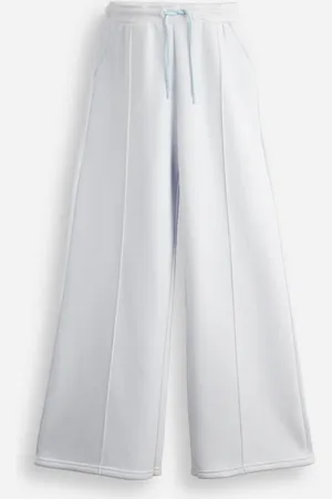 C&A Calça wide leg juvenil de moletom com nervura azul