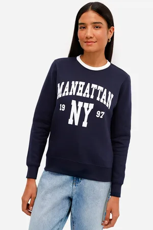 C&A Blusão feminino de moletom felpado manhattan azul