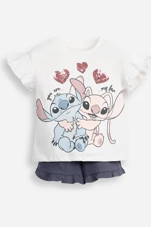 C&A Conjunto infantil curto com paetê stitch e angel