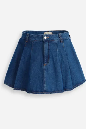C&A Short saia plissada juvenil com pregas azul