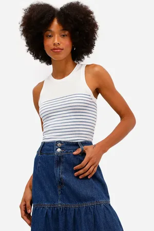 C&A Regata feminina de tricot listrada azul