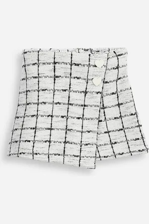 C&A Short saia infantil de tweed texturizado off white
