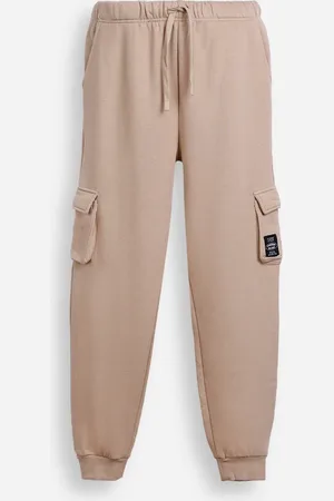 C&A Calça jogger juvenil de moletom com bolsos cargo bege