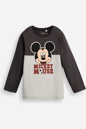 C&A Camiseta infantil de algodão com recorte mickey mouse cinza