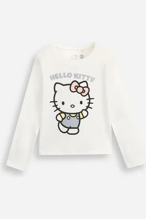 C&A Blusa infantil de algodão manga longa hello kitty com glitter