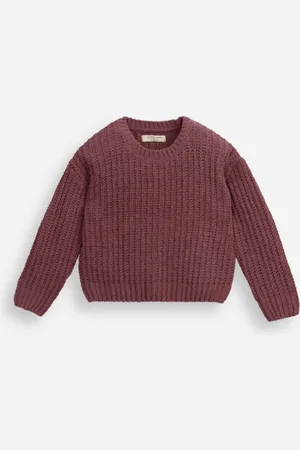 C&A Suéter infantil de tricot chenille manga longa rosa