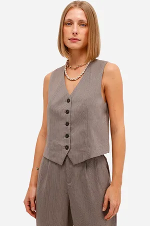 C&A Colete feminino de alfaiataria marrom