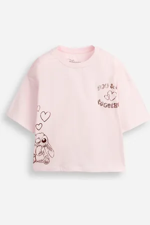 C&A Cropped de algodão juvenil you and me together stitch rosa