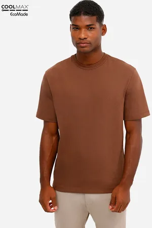 C&A Camiseta relaxed masculina de algodão coolmax marrom