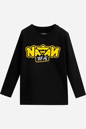 C&A Camiseta infantil de algodão natan manga longa preta