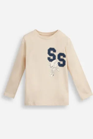 C&A Camiseta infantil de algodão manga longa sonic bege
