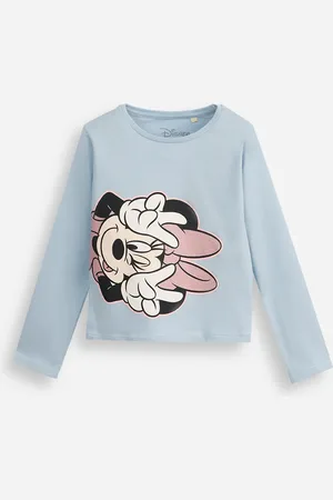 C&A Blusa infantil de algodão manga longa minnie com glitter azul