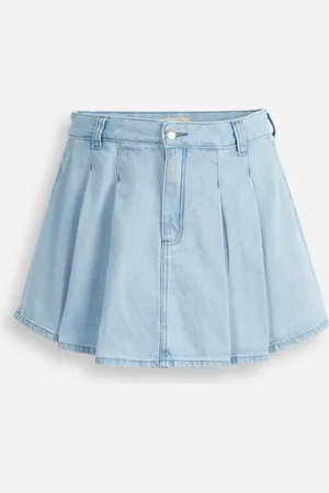 C&A Short saia plissada juvenil com pregas azul