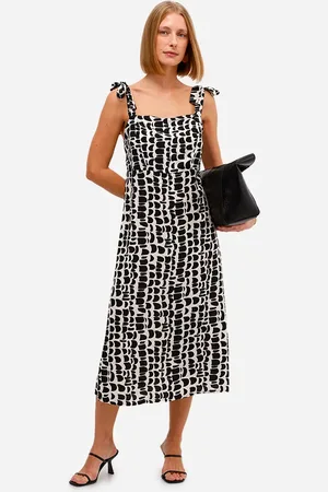 C&A Vestido midi feminino de viscose estampado