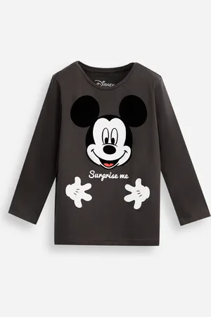 C&A Camiseta infantil de algodão mickey texturizada manga longa cinza