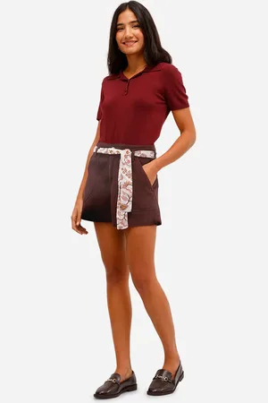 C&A Short feminino de sarja com faixa