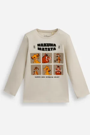 C&A Camiseta infantil de algodão manga longa o rei leão bege