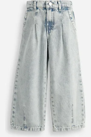 C&A Calça barrel infantil jeans com pregas azul