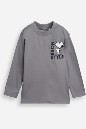 C&A Camiseta infantil de algodão manga longa snoopy cinza