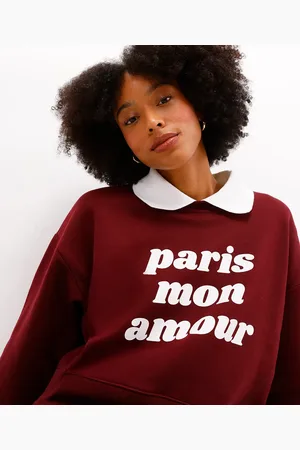 C&A Blusa feminina de moletom paris manga longa