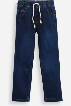 C&A Calça reta infantil jeans cós com cordão azul