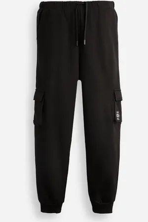 C&A Calça jogger juvenil de moletom com bolsos cargo preta