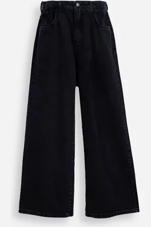 C&A Calça juvenil wide leg jeans preta