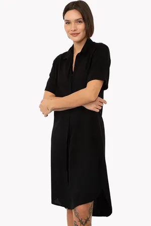 C&A Camisa de viscose alongada manga curta preta