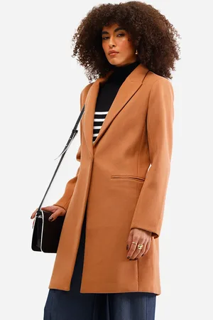 C&A Casaco alongado feminino texturizado marrom