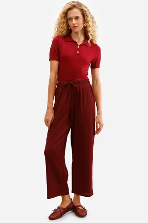 C&A Calça reta cós com elástico texturizada