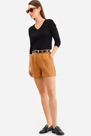C&A Short de viscose alfaiataria cintura alta com elástico