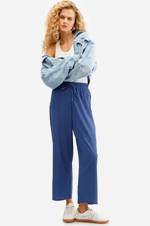 C&A Calça reta cós com elástico texturizada