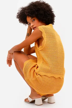C&A Colete feminino de tricot amarelo