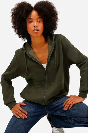 C&A Blusão básico feminino de moletom com capuz verde