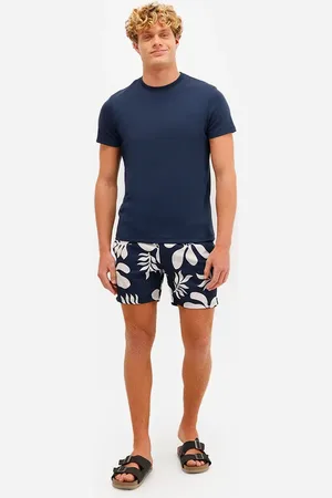 C&A Short masculino cós elástico floral azul
