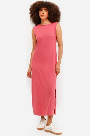 C&A Vestido longo de algodão com fendas rosa