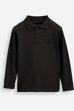 C&A Polo de algodão piquet infantil manga longa cinza