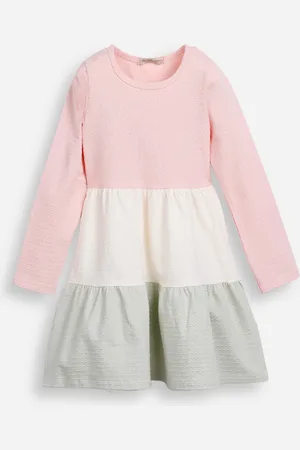 C&A Vestido infantil de algodão texturizado com recortes colorido